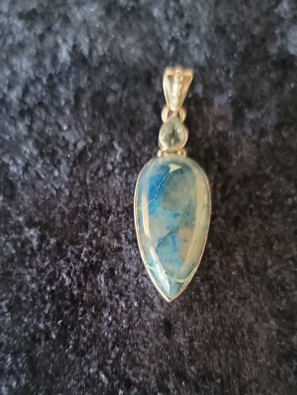 Blue Shattuckite Gemstone Pendant Necklace With Blue Topaz Accent